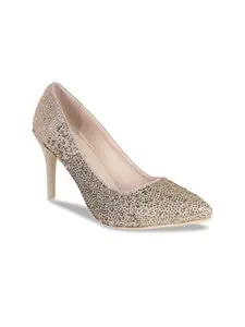 Sherrif Shoes Gold-Toned Embellished Party Stiletto Pumps