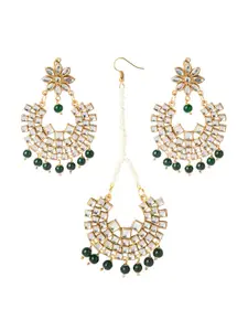 Shining Jewel - By Shivansh Woman Gold-Toned Kundan Chandbalis Earrings