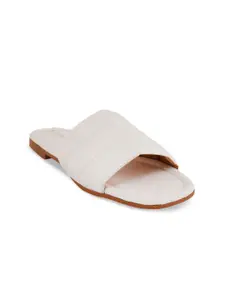 SCENTRA Women White Solid Casual Open Toe Flats