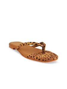 SCENTRA Women Brown Animal Printed Open Toe Flats