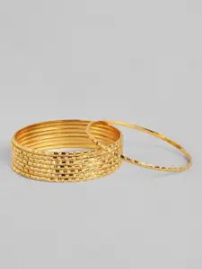 AccessHer Set Of 8 Matte Gold-Plated Handcrafted Bangles
