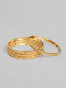 AccessHer Set Of 4 Matte Gold-Plated Handcrafted Bangles