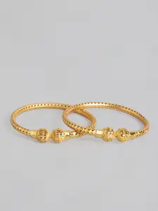 AccessHer Set Of 2 Matte Gold-Plated Handcrafted Bangles For Women & Girls
