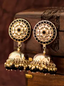 aadita Gold-Toned Circular Jhumkas Earrings