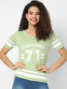 Campus Sutra Green Print Top
