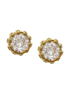 OOMPH Gold-Plated & White Circular Studs