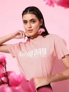 Kook N Keech Women Pretty Pink Typography Joyful Conversation Tshirt