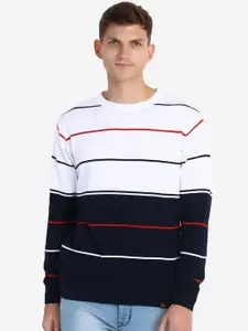 JoE Hazel Men White & Red Striped Pullover