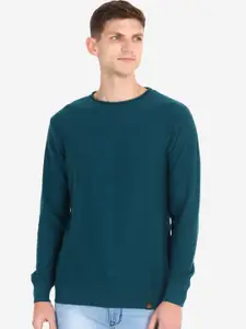 JoE Hazel Men Olive Solid Pure Cotton Pullover