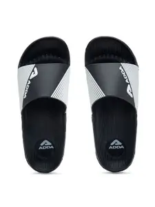 Adda Men Black & White Rubber Sliders