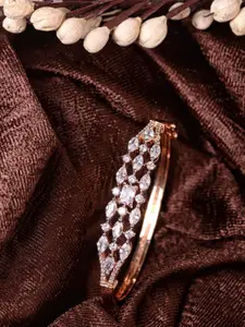 Saraf RS Jewellery Women White & American Diamond Rose Gold-Plated Bangle-Style Bracelet