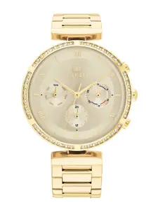 Tommy Hilfiger Women Luna Embellished Bracelet Style Analogue Watch TH1782392W-Yellow