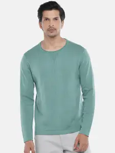 BYFORD by Pantaloons Men Green Pure Cotton Pullover