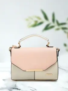 Ginger by Lifestyle Pink Colourblocked Structured Satchel