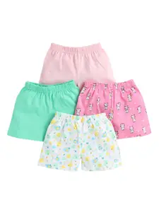 BUMZEE Infant Girls Pack of 4 Cotton Printed Shorts