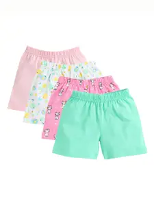 BUMZEE Boys Pink & Green Printed Pack Of 4 Shorts