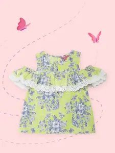 Biba Lime Green Floral Printed Top