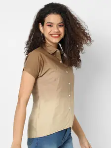 Campus Sutra Women Brown Classic Casual Shirt