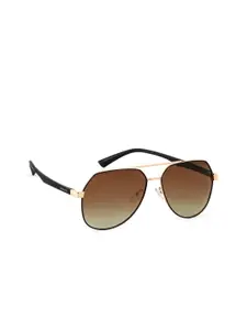 ROYAL SON Men Brown Lens & Gold-Toned Aviator Sunglasses CHI00100-C4-R1