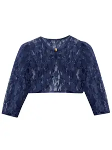 A.T.U.N. A T U N Girls Navy Blue Party Button Shrug