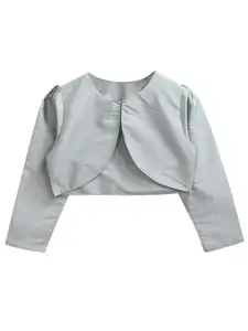 A.T.U.N. Girls Silver-Toned Solid Open Front Shrug