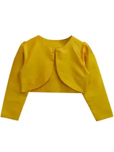 A.T.U.N. Girls Yellow Solid Crop Shrug
