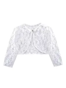 A.T.U.N. A T U N Girls White Party Nylon Crop Shrug