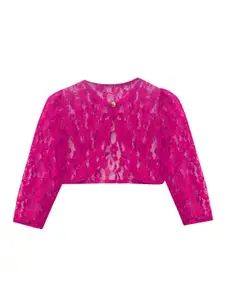 A.T.U.N. A T U N Girls Fuchsia Party Crop Sheer Button Shrug