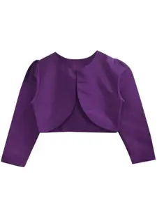 A.T.U.N. Girls Purple Solid Open Front Shrug