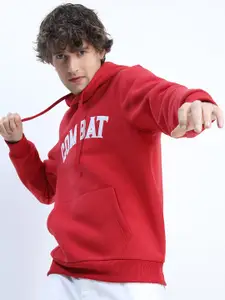 HIGHLANDER Men Red Printed Hooded Sweatshirt