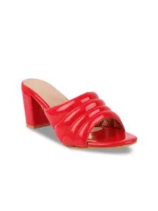 Shoetopia Red Block Sandals