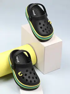 NEOZ Boys Black & Green Rubber Clogs