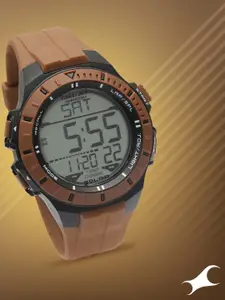 Fastrack Men Grey Dial & Brown Straps Digital Watch 38067PP02
