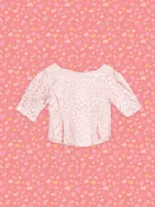 Gini and Jony Infant Girls Pink Cotton Abstract Self-Design Top
