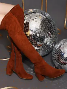 Saint G Women Tan Suede Above The Knee Boots