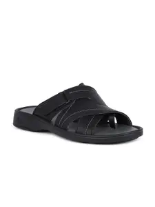 Bata Men Black PU Comfort Sandals