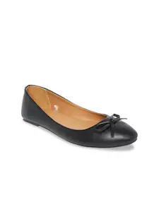 People Women Black Printed Ballerinas with Bows Flats
