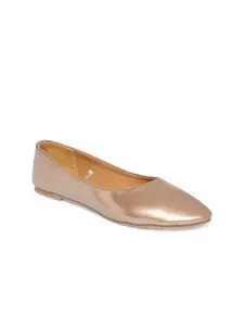 People Women Rose Gold Synthetic patent Ballerinas Flats