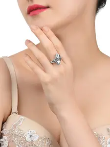 AMI Silver-Plated Contemporary Cubic Zirconia Brass Finger Ring