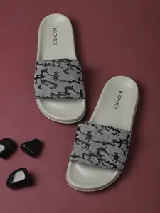 ICONICS Women Black & Grey Self Design Sliders