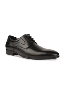 Bata Men Black Solid Leather Formal Derbys