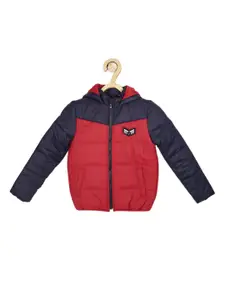 Allen Solly Junior Boys Red Colourblocked Padded Jacket with Patchwork