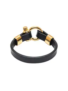 bodha Men Black & Yellow Leather Multistrand Bracelet