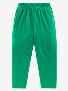 KiddoPanti Boys Green Solid Pure Cotton Lounge Pants
