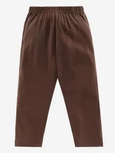 KiddoPanti Boys Brown Solid Pure Cotton Lounge Pants