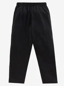KiddoPanti Boys Black Solid Pure Cotton Lounge Pants