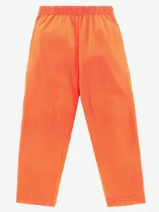 KiddoPanti Boys Orange Solid Pure Cotton Lounge Pants