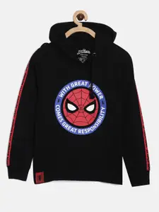 Nap Chief Boys Black Spider Man Printed Hooded Sweatshirt