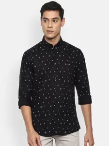 Louis Philippe Jeans Men Black Slim Fit Printed Cotton Casual Shirt