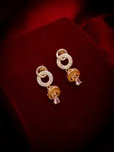 aadita Gold-Toned Circular Drop Earrings